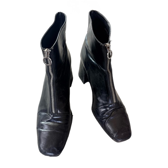 Zara Black Leather Zip Ankle Boots Block Heel – EU 40 – US 9 - Picture 4 of 10